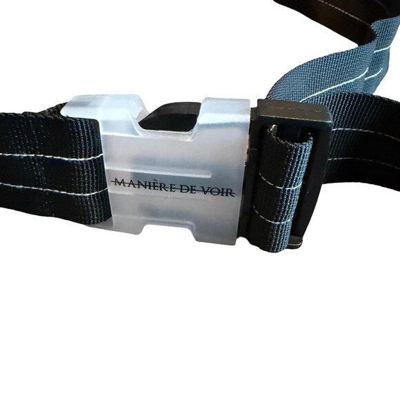 Maniere De Voir Black White Buckle Belt Pull Adjustable Casual Logo 37\